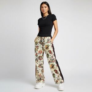 Ed Hardy Y2K Wide Leg Track Pants Size Small 2000s Streetwear